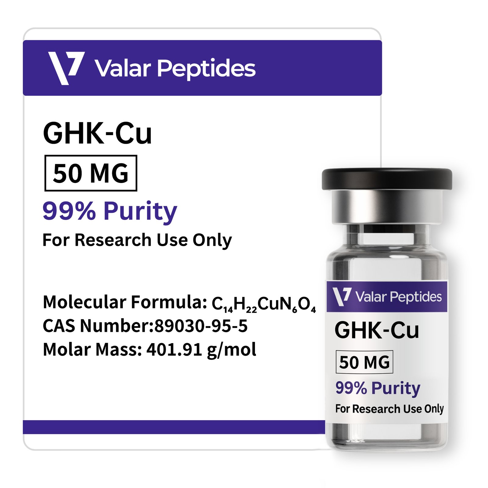Buy GHK-Cu 50mg | Copper Peptide for Regeneration Research